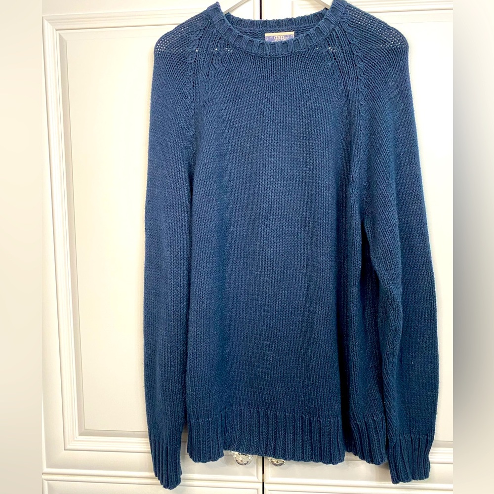 GAP Men’s Sz Medium Navy Crew Neck Sweater Top Shirt Preppy Casual Vintage